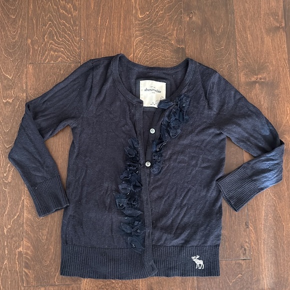 Abercrombie Kids Girls Sweater Cardigan Sz XL Navy Blue ST24 - Picture 2 of 3